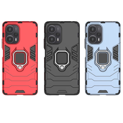 Magnetic ring holder phone cases in red, black, and navy blue with rugged design