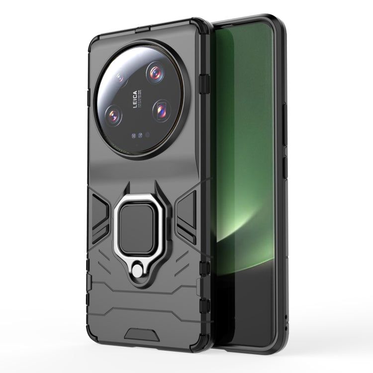 Magnetic ring holder rugged phone case with PC TPU protection, dark gray/black