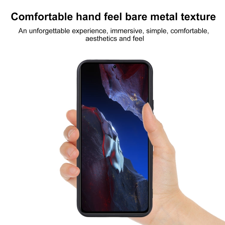 TPU phone case on a smartphone with camera cutout, held in hand