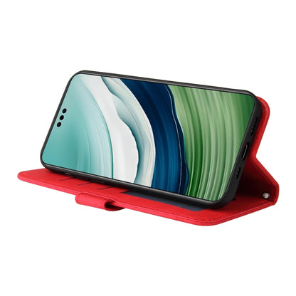 Red leather folio phone case with stand for hands-free viewing