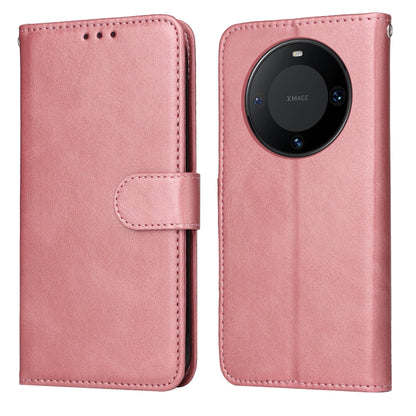 Rose gold leather flip phone case with folio flap and round camera cutout