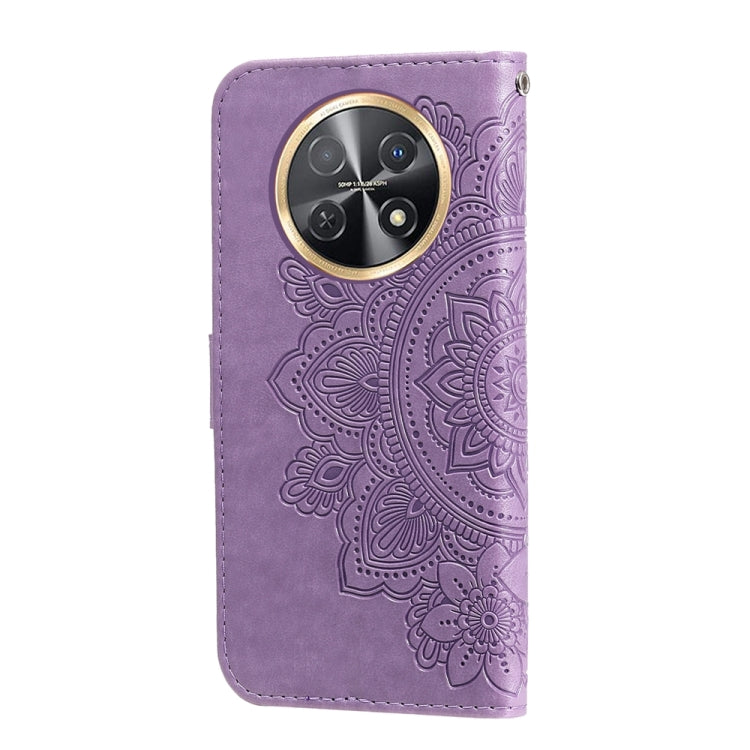 Lavender embossed floral phone case with round camera cutout and snap closure