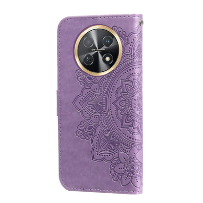 Lavender embossed floral phone case with round camera cutout and snap closure