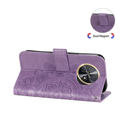 Lavender folio phone case with embossed mandala floral design and lanyard