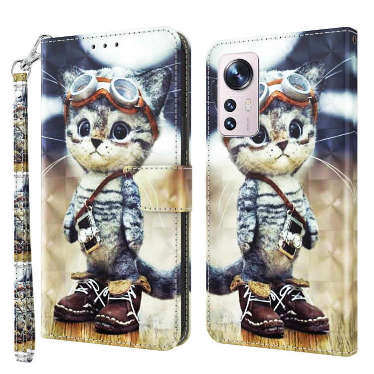 Blue and gold leather phone case with cute chipmunk in overalls, wrist strap.