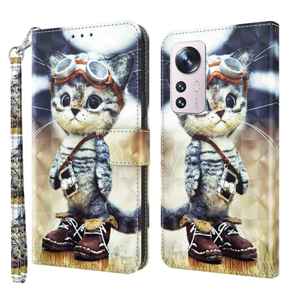 Leather-look phone case with tabby cat wearing goggles, wallet style with wrist strap