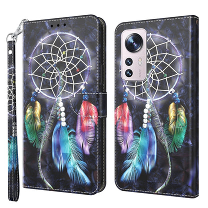 Leather-look dreamcatcher phone case with colorful feathers and geometric web pattern