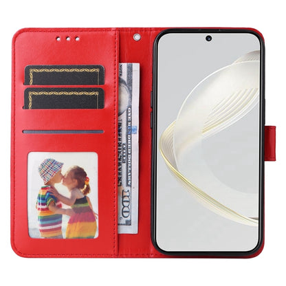 Embossed sunflower leather phone case, red, with card slots and photo pocket