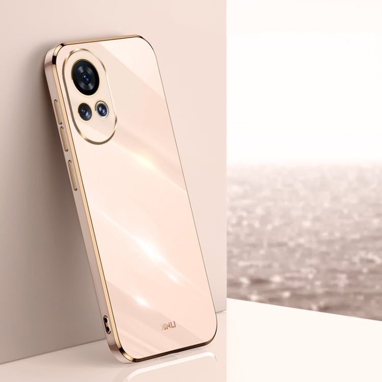 Light pink TPU phone case with electroplated edge and raised camera lens cutouts