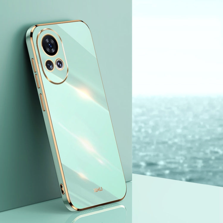Mint green TPU phone case with electroplated edge and raised camera lens cutouts