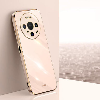 Champagne TPU phone case with gold electroplated straight edges and camera cutouts