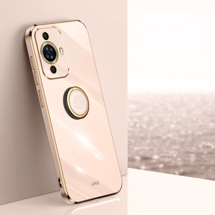 White TPU phone case with electroplate edge and circular ring holder