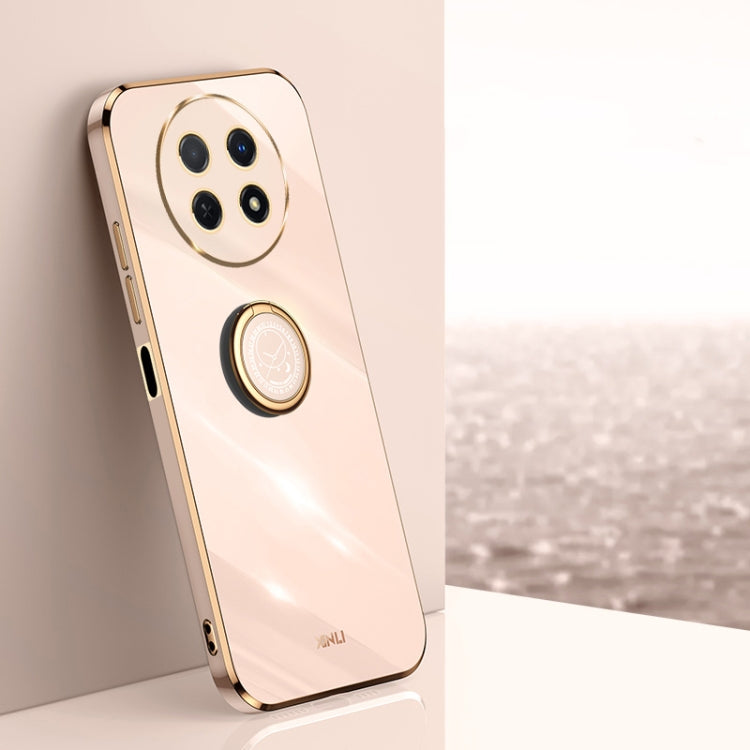 White TPU phone case with electroplate edge and circular ring holder