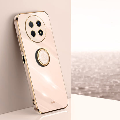 White TPU phone case with electroplate edge and circular ring holder