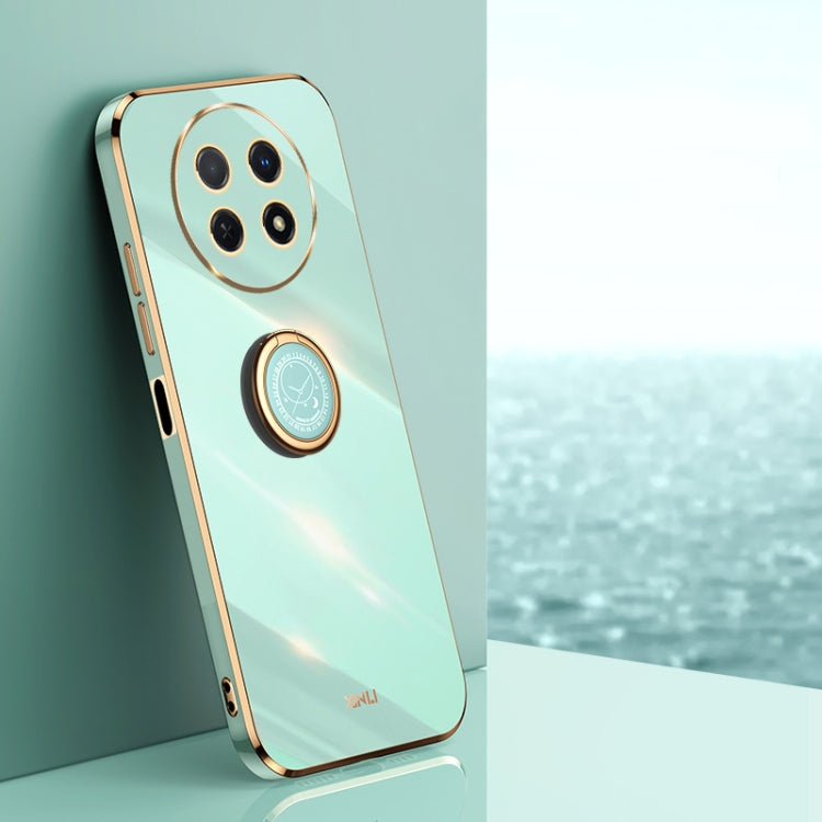 Mint TPU phone case with electroplate edge and circular ring holder