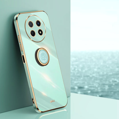 Mint TPU phone case with electroplate edge and circular ring holder