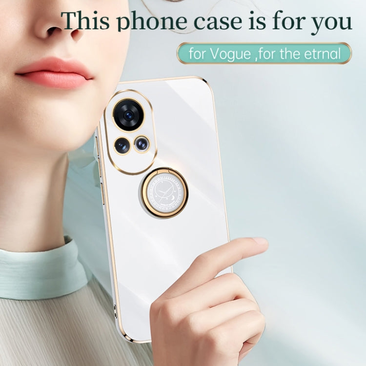 White TPU phone case with electroplated edge and circular ring holder by the cameras
