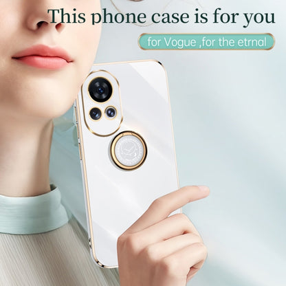 White TPU phone case with electroplated edge and circular ring holder by the cameras