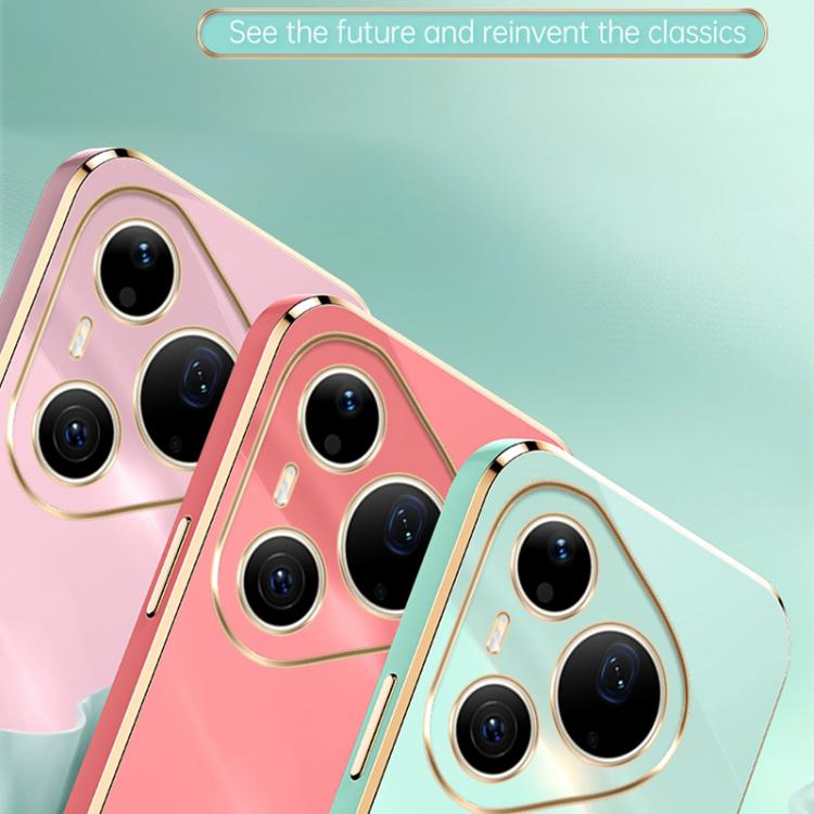 Pink TPU phone case close-up with electroplate trim and ring holder circle near center