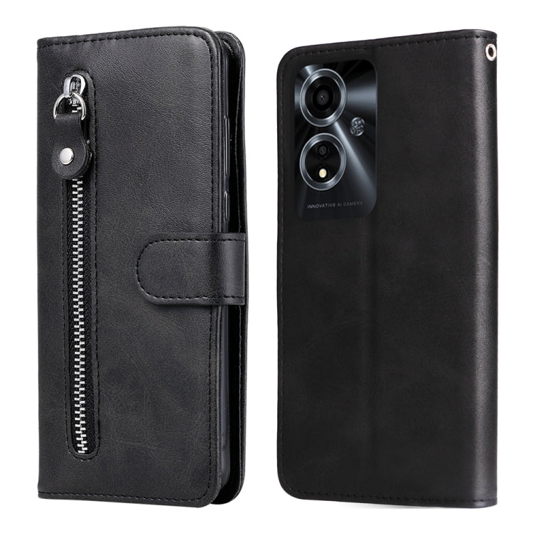 Black leather phone wallet case with front zipper pull and side card slot