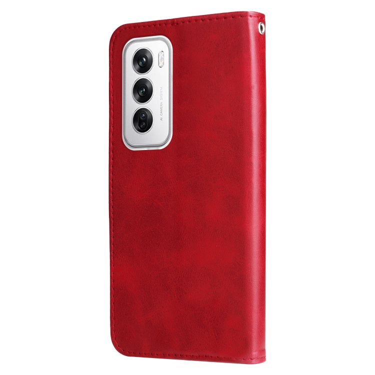 Red leather phone case with camera cutout and smooth back finish
