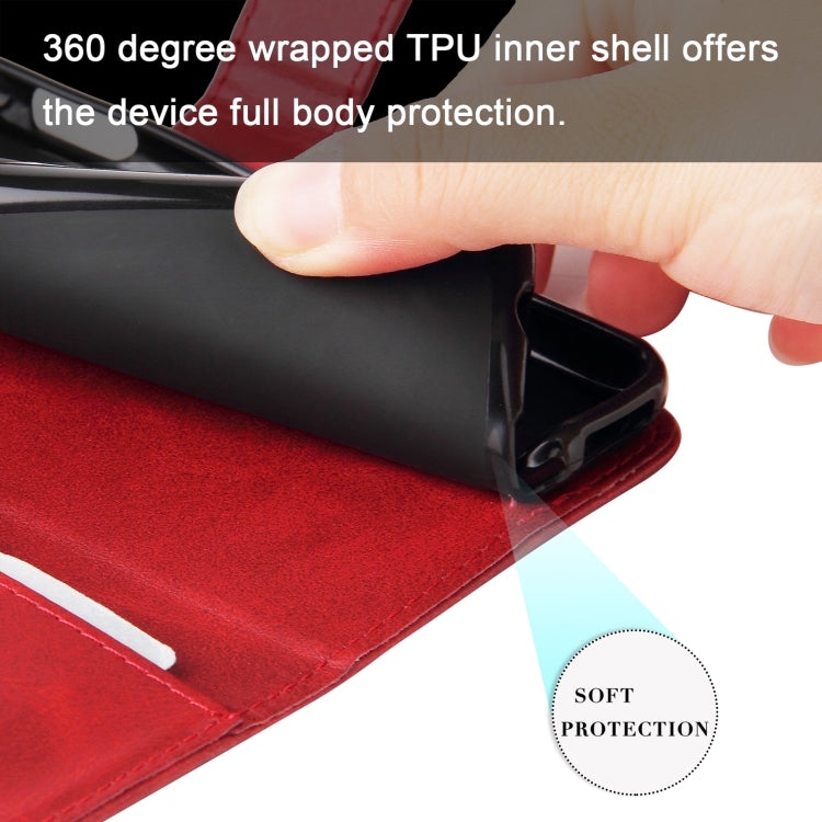Red leather phone wallet case with soft inner TPU protection panel