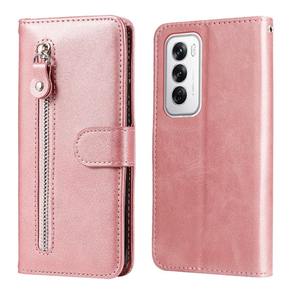 Rose gold leather phone wallet case with zipper and card pocket front flap