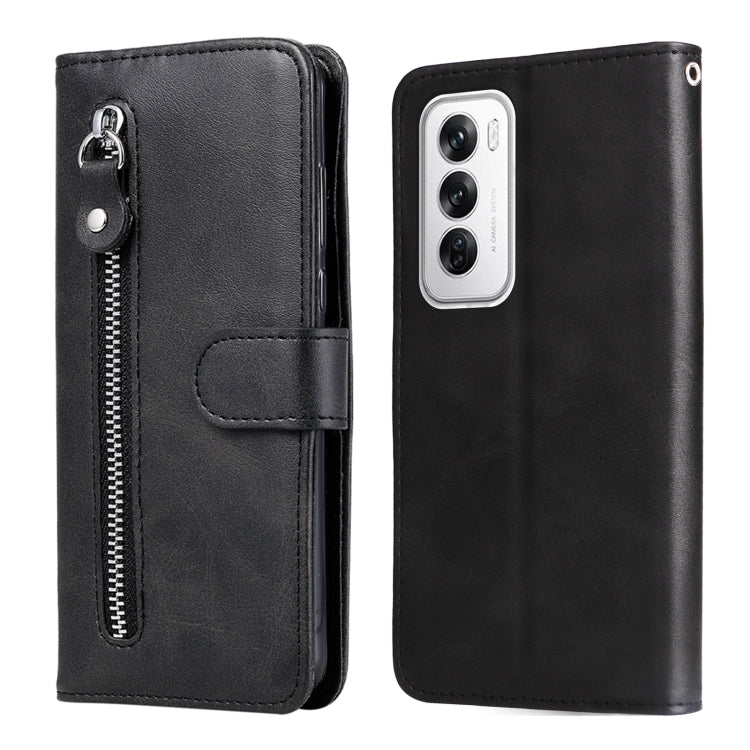 Black leather phone wallet case with zipper and card pocket front flap