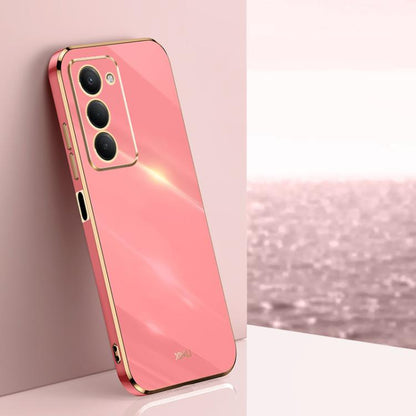 Cherry red electroplate TPU phone case with straight-edge bumper and camera cutouts