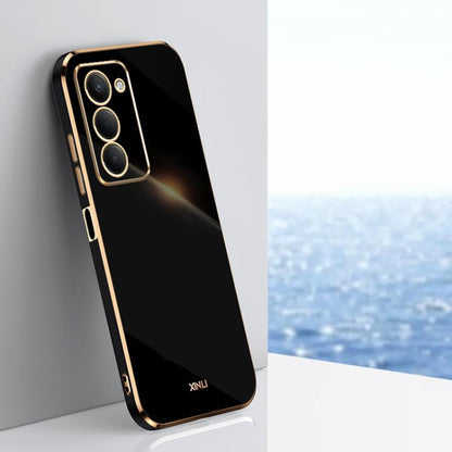 Black electroplate TPU phone case with straight-edge bumper and camera cutouts