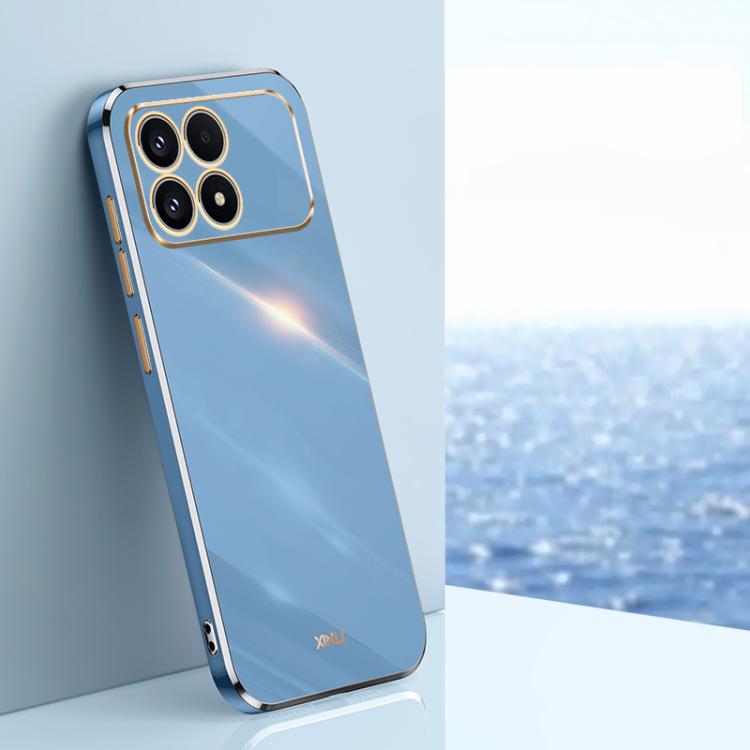 Celestial blue TPU phone case with electroplate trim and raised camera cutouts