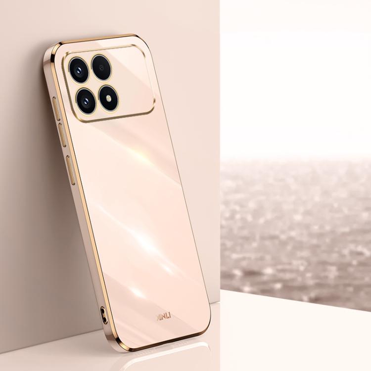 Glossy white TPU phone case with electroplate trim and raised camera cutouts