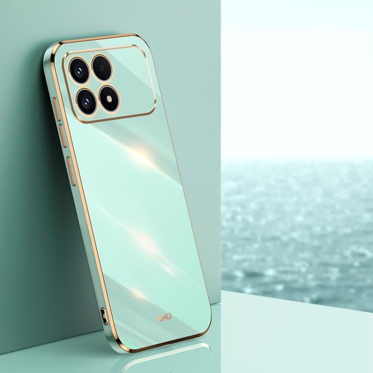 Mint green TPU phone case with electroplate border and raised camera cutouts
