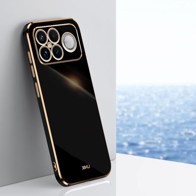 Electroplate TPU phone case, black with gold trim, quad camera cutouts