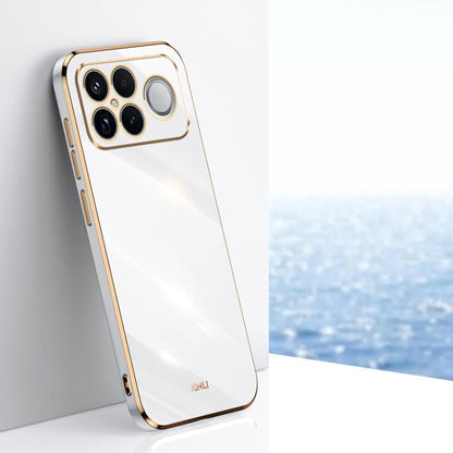 White TPU phone case with gold electroplated edge and camera cutouts