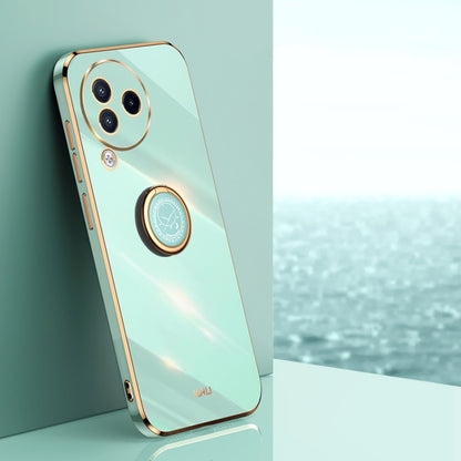 XINLI TPU phone case in mint green with ring holder and gold-tone edges