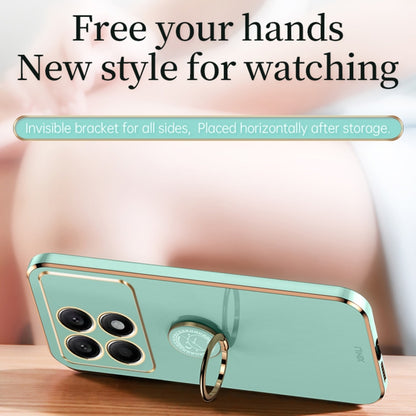 Mint green TPU phone case with ring holder, electroplated edge, four camera cutouts