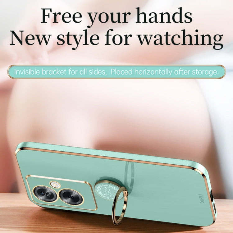 Mint green TPU phone case with gold edge and ring holder