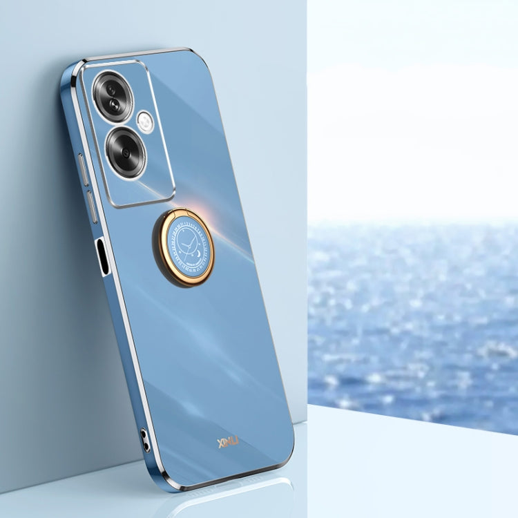 Celestial blue TPU phone case with gold trim and ring holder