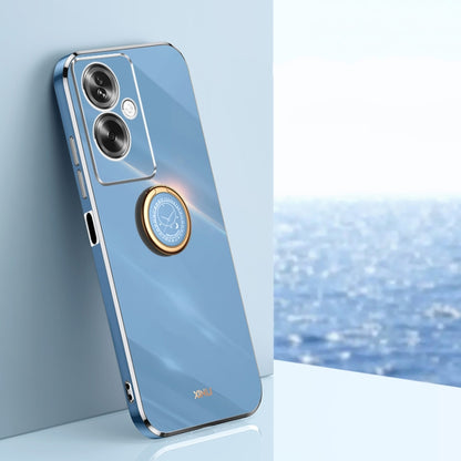 Celestial blue TPU phone case with gold trim and ring holder