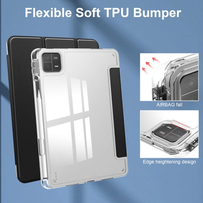 3-fold clear TPU tablet case with black back flap and raised edge bumper