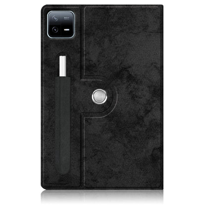 Black smart tablet case with camera cutout, round button, and built-in pen holder