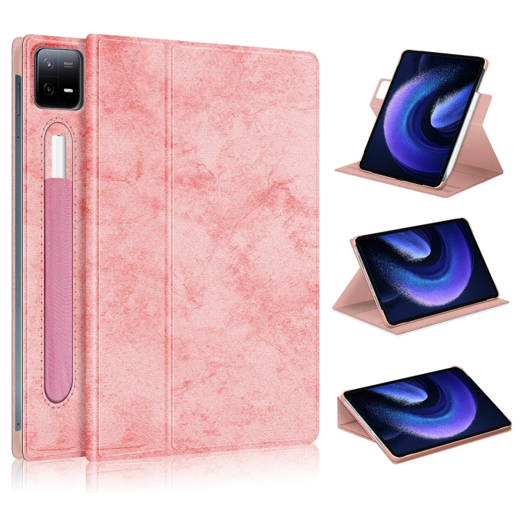 Pink smart tablet case with 360 rotating stand, folio cover, and pen holder