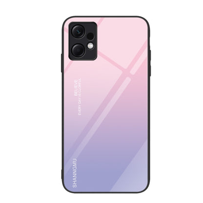 Glass phone case with pink-to-purple gradient and diagonal line pattern