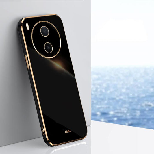 TPU phone case in black with electroplated edge and dual-camera cutouts