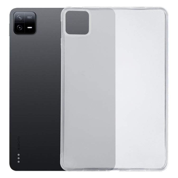 Transparent TPU tablet case with gray back panel and camera cutout