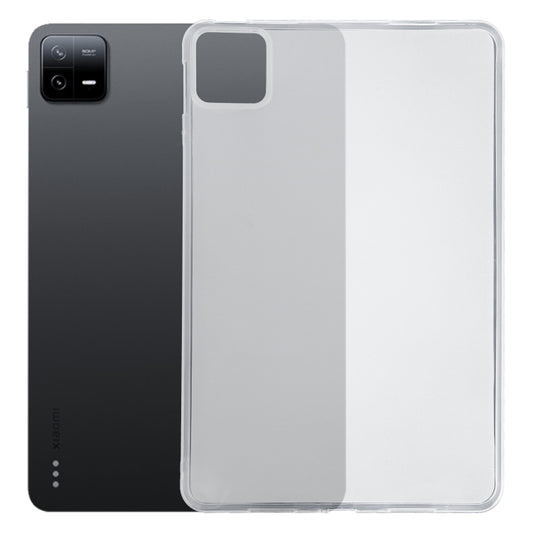 Transparent TPU tablet case with gray back panel and camera cutout