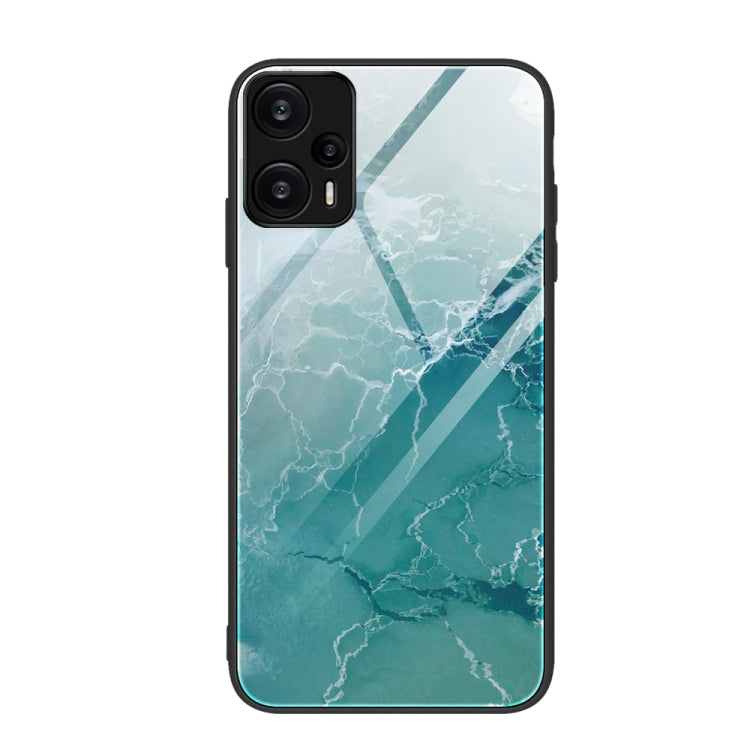 Teal green marble pattern glass protective phone case with camera cutouts