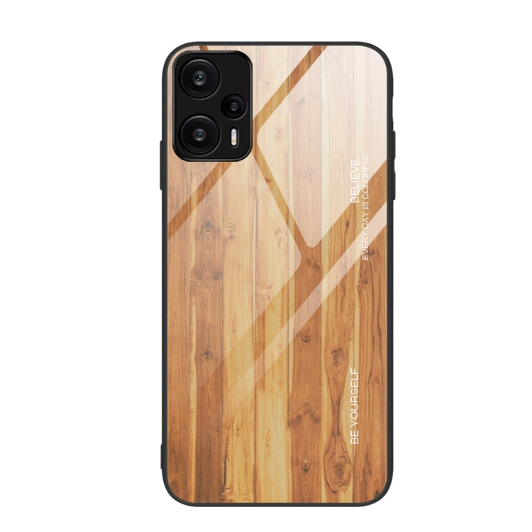 Tan wood-grain TPU phone case with diagonal geometric stripes