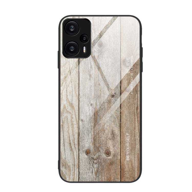 Light wood grain TPU phone case with black bumper, diagonal pattern, camera cutout